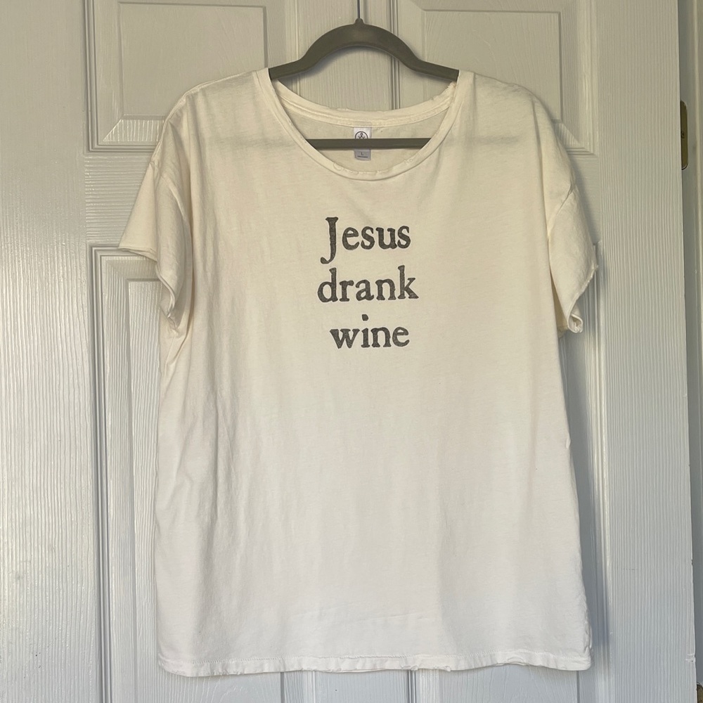 Alternative Apparel distressed Jesus Drank Wine tee